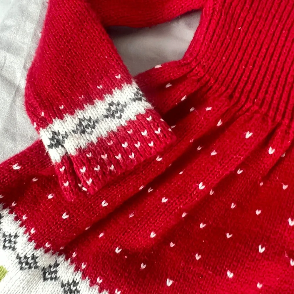 Max Studio Kids Sweater Dress Baby Girl 12M Floral Fair Isle Red Holiday Winter